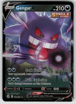 Pokemon Gengar V Ultra Rare SWSH08: Fusion Strike 156/264 NM - Image 1