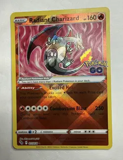 Radiant Charizard 160 HP Radiant Rare Pokemon GO 011/078 Holo - Image 1