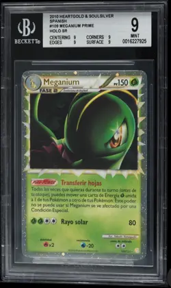 2010 Pokemon HeartGold & SoulSilver Meganium Prime BGS 9 Spanish #109 Holo SR - Image 1