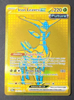 Pokemon TCG Iron Leaves EX Gold Full Art Holo Hyper Rare 176/131 with Extra card - Image 1