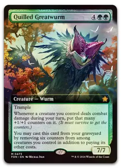 Quilled Greatwurm (Extended Art) #473 (Foil) (NM) Foundations FDN Magic MTG - Image 1