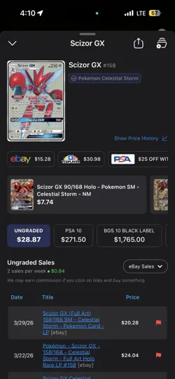 Pokemon TCG Scizor GX 158/168 SM-Celestial Storm Ultra Rare Full Art Holo - Image 2