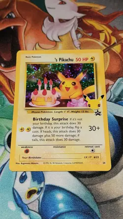Pokemon Pikachu Birthday Surprise Holo #24 Celebrations Near Mint - Image 1