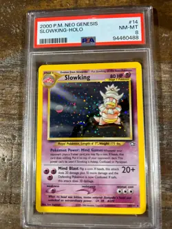 Pokemon 2000 Neo Genesis SLOWKING Holo #14 PSA 8 RARE - Image 1