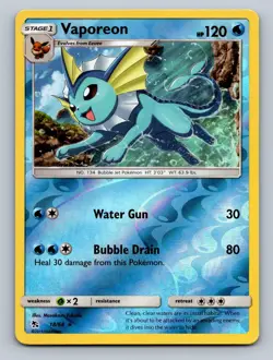 Vaporeon 18/68 Holo Rare Hidden Fates Reverse Holo NM 2019 Free Shipping - Image 1