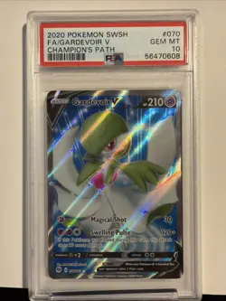 2020 POKEMON SWORD & SHIELD CHAMP'S PATH #070 FULL ART/GARDEVOIR V PSA 10 - Image 1