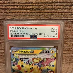 Pikachu ex 057/191 Stamped Pokemon Play! Prize Pack Series 7 2025 PSA 9 Mint - Image 4