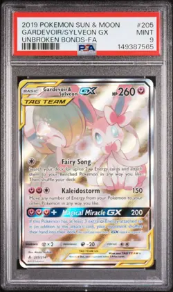 2019 POKEMON SUN & MOON UNBROKEN BONDS FULL ART/GARDEVOIR & SYLVEON GX PSA 9 - Image 1
