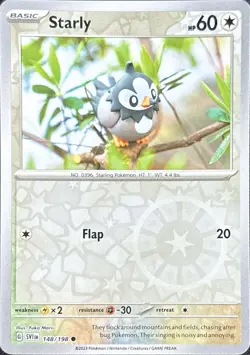 Starly 148/198 Yuka Morii Scarlet & Violet Pokemon Reverse Holo Near Mint - Image 1