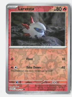 Larvesta Reverse Holo 040/197 Common Obsidian Flames Pokemon Near Mint - Image 1