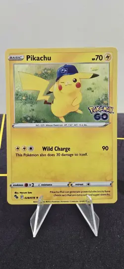 Pokemon TCG Pikachu 028/078 Pokemon GO Holo Rare Card Near Mint/Mint #28/78 - Image 1