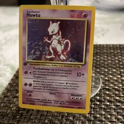 Pokemon Mewtu Base Set 010/102 Holo Rare German 1999 Psychic Card - Image 2
