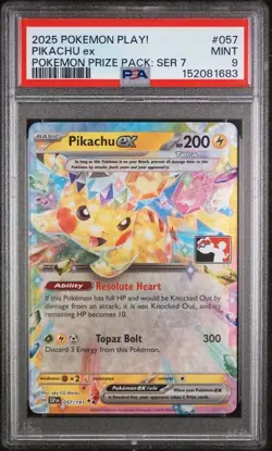 Pikachu ex 057/191 Prize Pack Series Cards Holo PSA 9 MINT - Image 1