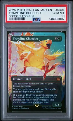 MTG Final Fantasy English Traveling Chocobo Borderless 0406 Foil PSA 10 GEM MT - Image 1