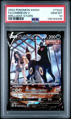 2022 POKEMON SWORD & SHIELD BRILLIANT STARS #TG22 FULL ART/UMBREON V PSA 10 - Image 1