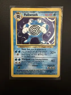 POLIWRATH - 1999 Pokemon TCG Base Set 13/102 Unlimited Holo Rare Card - MP/HP - Image 1