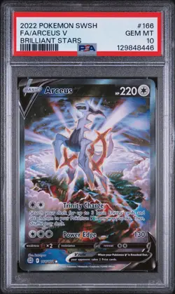 2022 POKEMON SWORD & SHIELD BRILLIANT STARS #166 FULL ART/ARCEUS V PSA 10 - Image 1