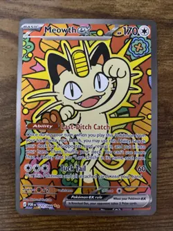 Meowth ex 121/088 Me03: Perfect Order Holo Illustration Rare Pack Fresh Pokemon - Image 2