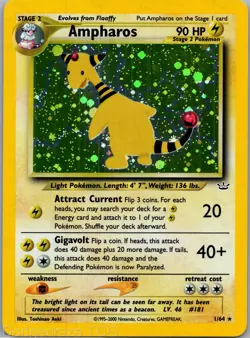 Ampharos 1/64 Holo Rare Neo Revelation Pokemon NM - Image 1