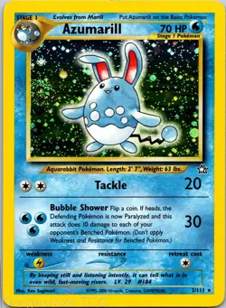 Azumarill 2/111 Holo Rare Neo Genesis Pokemon NM - Image 1