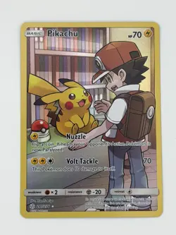 FULL ART Pikachu (Ash Art) SECRET RARE 241/236 Pokemon Cosmic Eclipse Holo - NM - Image 3