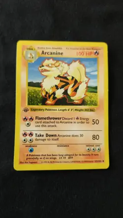 Pokemon 1999 Base Set 1st Edition Shadowless Arcanine #23 - Image 1