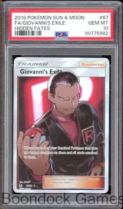 Pokemon PSA 10 Giovanni's Exile 67 Hidden Fates Full Art - Image 1