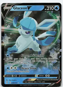 Glaceon V 040/203 Ultra Rare Holo SWSH07: Evolving Skies NM Pokemon - Image 1