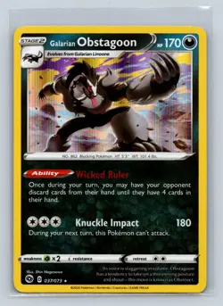 Galarian Obstagoon #37/73 Champion's Path Holo Rare - Pokemon Card D11 - Image 1