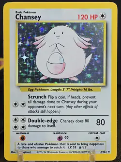 Pokemon Card Chansey Holo Rare 3/102 Base Set Unlimited WOTC 1999 Holo Vintage - Image 5