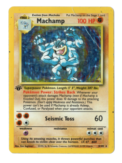 Machamp 8/102 Pokemon Card TCG Base Set Unlimited 1st Edition Rare Holo HP - Image 1