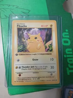 1st Edition Pikachu Shadowless Red Cheeks Base WOTC 1999 Vintage Pokemon Card - Image 1