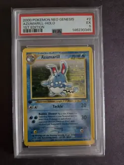 Pokemon Neo Genesis 1st Edition Azumarill 2/111 Holo Rare Card PSA 5 - Image 1