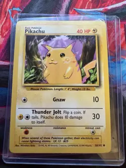 Pokemon TCG Base Set Pikachu Card 58/102 NM Condition - Image 1