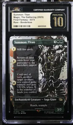 Summon: Titan (Borderless) #373 Final Fantasy FIN Magic MTG CGC PRISTINE 10 POP1 - Image 1