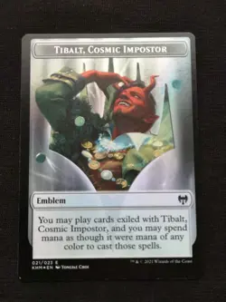 Tibalt, Cosmic Imposter Emblem / Dwarf Warrior Token- Foil - Kaldheim - 021/012 - Image 1