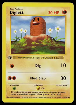 Pokemon Card - Diglett 1st Edition Base Set Shadowless 47/102 - Image 1