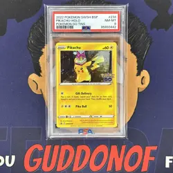 PSA 8 NEAR MINT 2022 Pokemon Go PIKACHU #234 Tin Promo Holo - Image 1