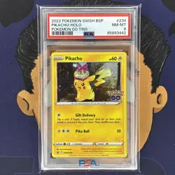 PSA 8 NEAR MINT 2022 Pokemon Go PIKACHU #234 Tin Promo Holo - Image 2
