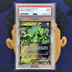 PSA 9 MINT 2025 Pokemon Prismatic Evolutions IRON THORNS EX #032 Holo - Image 2
