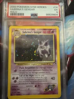 140517804 Sabrina's Gengar 2000 Pokemon Gym Heroes #14 Holo PSA 5 Possible Swirl - Image 1