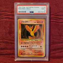 1997 Pokemon Japanese Fossil Moltres Holo PSA 9 Mint Vintage WOTC Era - Image 1