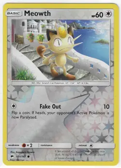 Pokemon REVERSE HOLO MEOWTH BURNING SHADOWS 101/147 PACK FRESH - Image 1