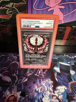 2021 POKEMON CHILLING REIGN 177 GALARIAN MOLTRES V FULL ALT ALTERNATE ART PSA 10 - Image 1