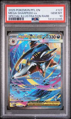 MEGA SHARPEDO EX #127 SPECIAL ILLUSTRATION RARE 2025 POKEMON PHANTASMAL - Image 1