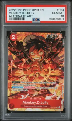 One Piece CCG Monkey.D.Luffy Alternate Art OP01-024 PSA 10 Gem Mint - Image 1