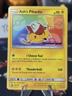 Ash's Pikachu TCG SM108 2017 Promo Card Pokemon 'I Choose You' Movie Promo Wow!! - Image 1