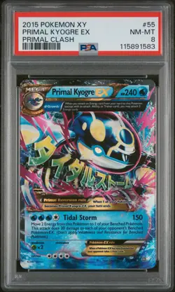 2015 POKEMON XY PRIMAL CLASH PRIMAL KYOGRE EX #55 PSA 8 NM #115891583 - Image 1