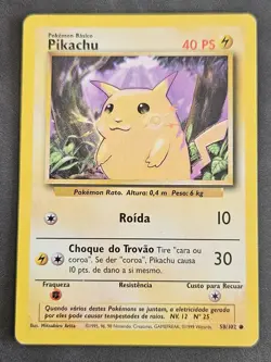 Pokemon TCG Pikachu 58/102 Base Set Unlimited Exc - Portugiesisch - Vintage - Image 1