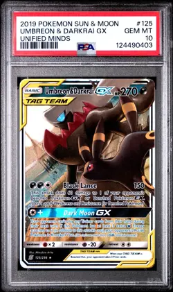 Umbreon & Darkrai GX - 125/236 - Ultra Rare - Unified Minds - Pokemon - PSA 10 - Image 1